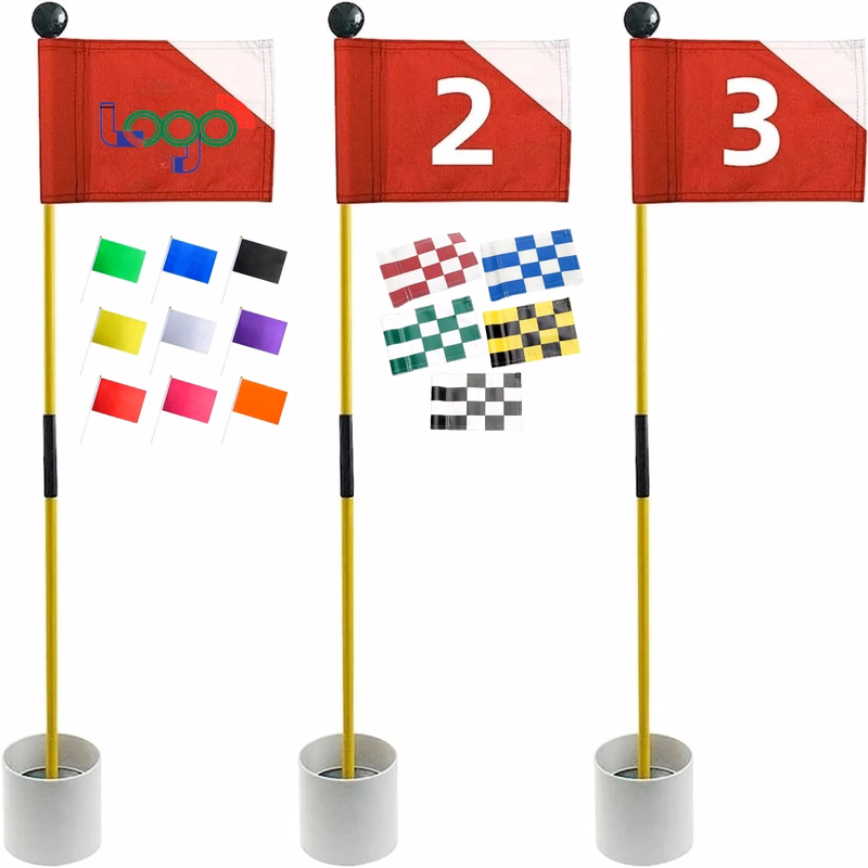 Bucket Golf Pin Flags Hole Cup Game Premium Flagstick Set