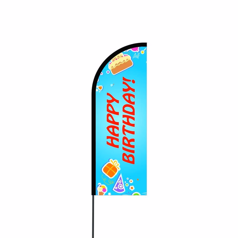 Happy Birthday Flag Kit Hardware 11' Feet Feather Flag Sign Outdoor Banner