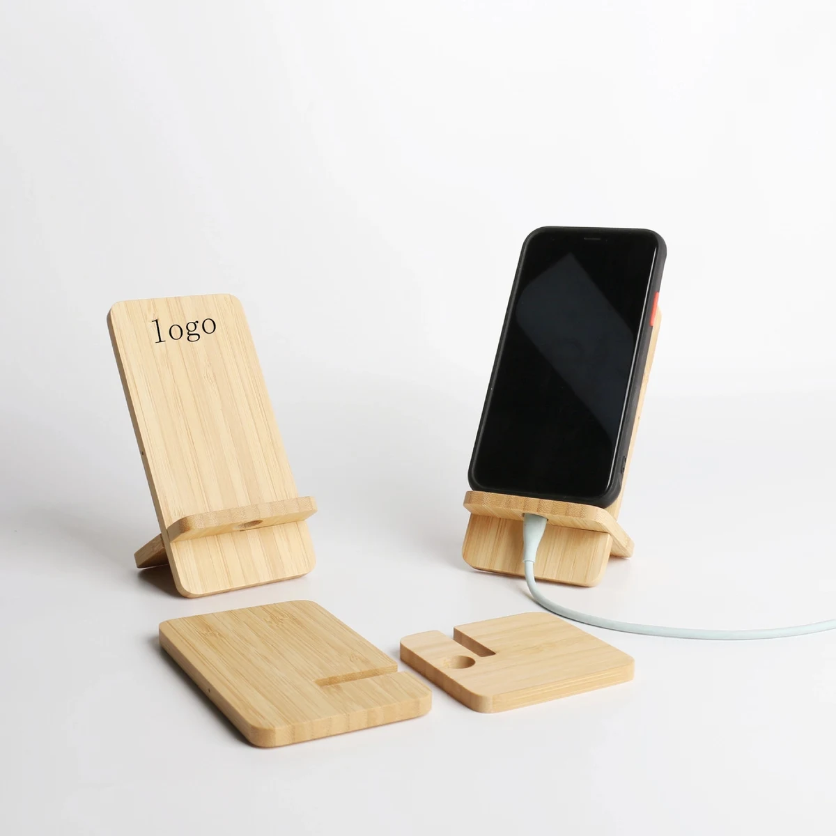 Bamboo Wireless Charger Phone Stand 1