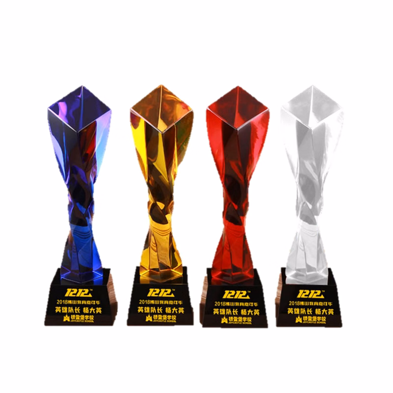 Custom Color Twisted Column Award Crystal Trophy