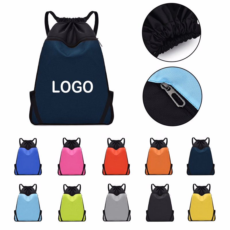 Sport Zipper Drawstring Backpack