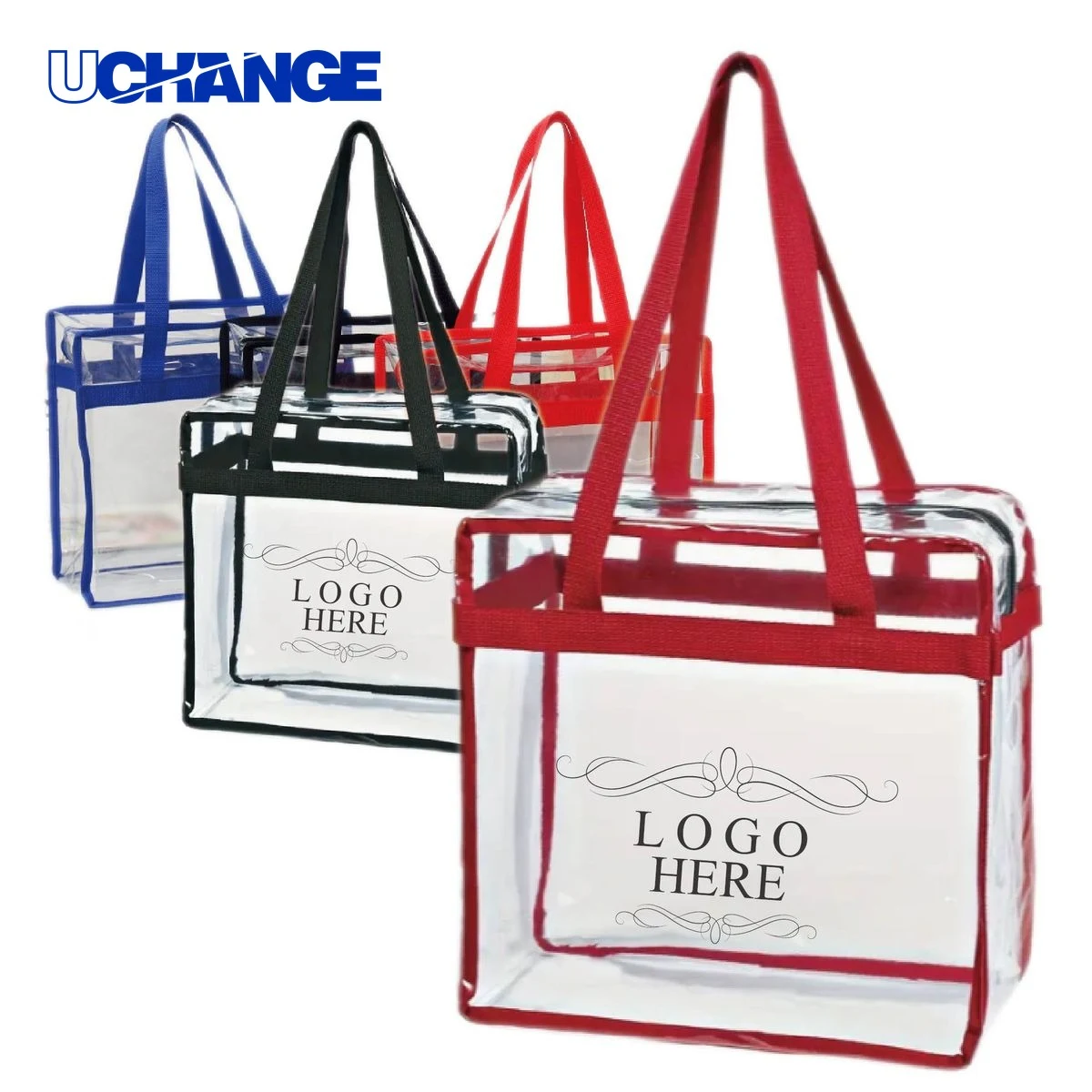 Clear PVC Tote Bag with Zipper Closure 1
