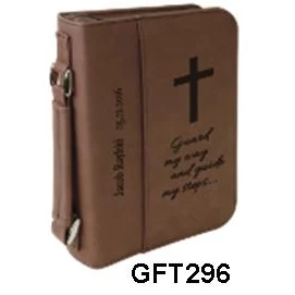 Custom Laser Engraved Dark Brown Leatherette Book Cover 1
