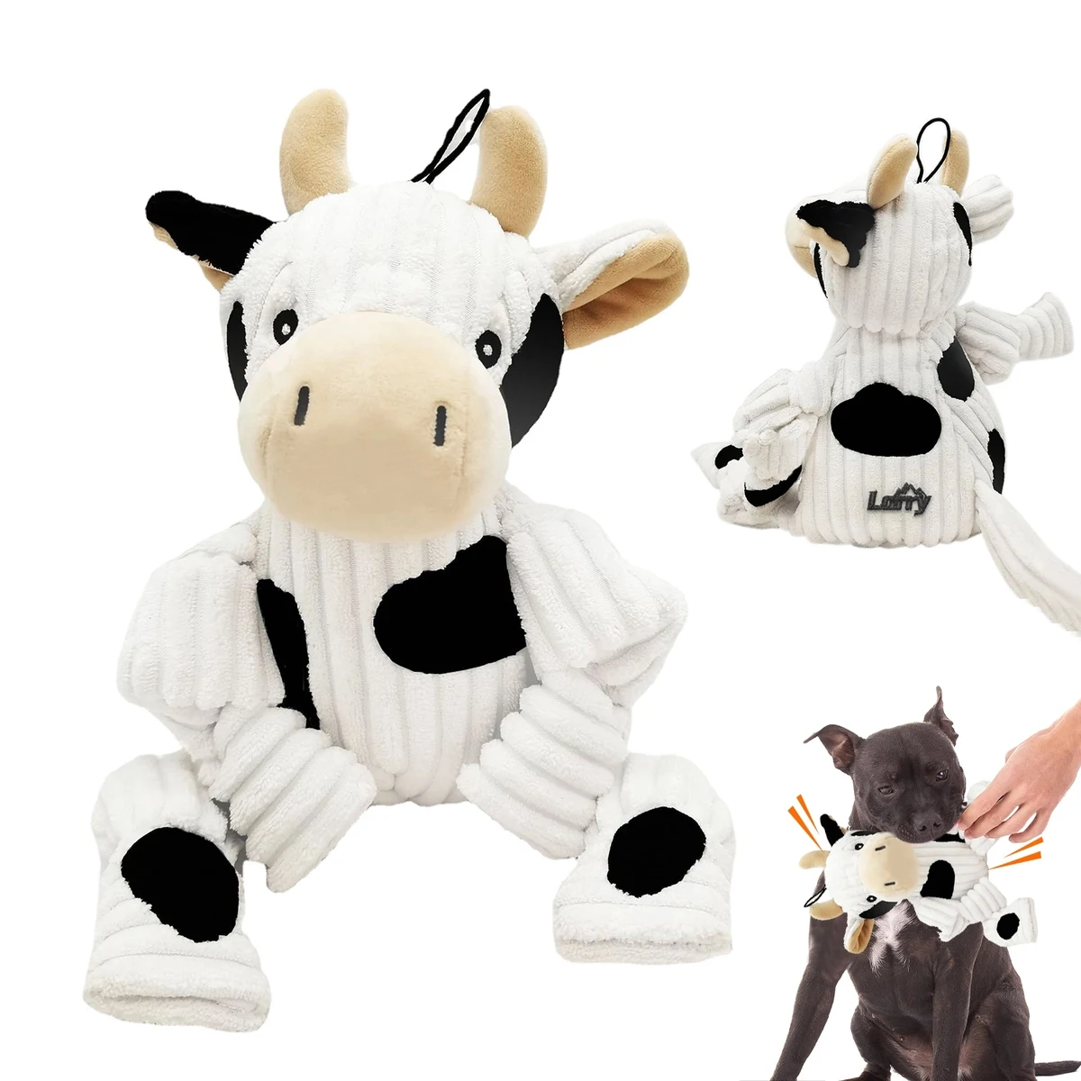 Large Squeaky Puppy Toy In Cow Shape 1