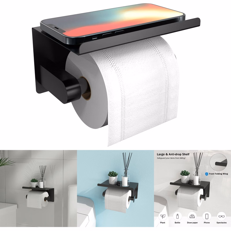 Self Adhesive Toilet Paper Holder with Phone Shelf