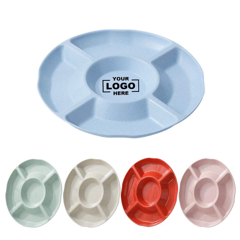 9.05" Divided Round Food And Fruit Dim Sum Plate