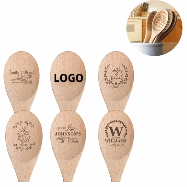 Custom 11.82-inch Beech Wooden Long-Handle Cooking Spoon — Culinary Professional Giveaway