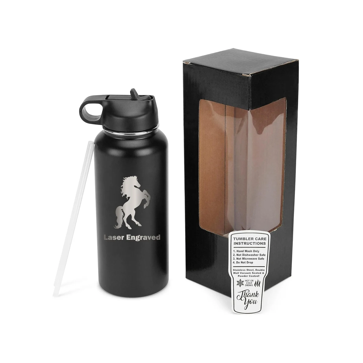 32 oz Unbranded Stainless Steel Bottle w/ Color Matched Window Display Gift Box, custom water bottle with logo imprint 1