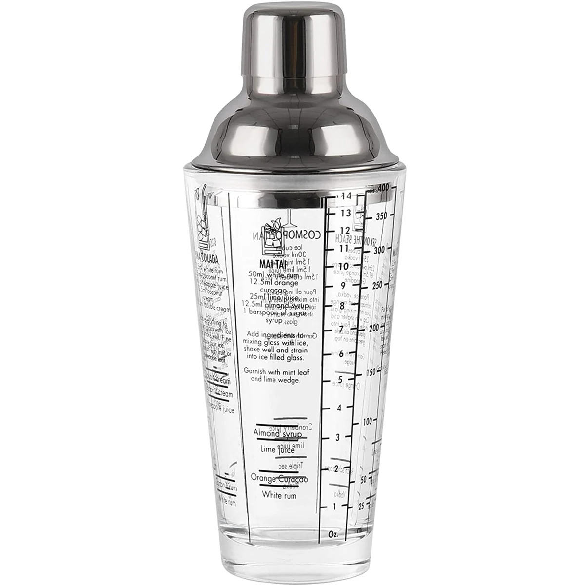 13.5 Oz Clear Glass Cocktail Shaker With Measurement 1