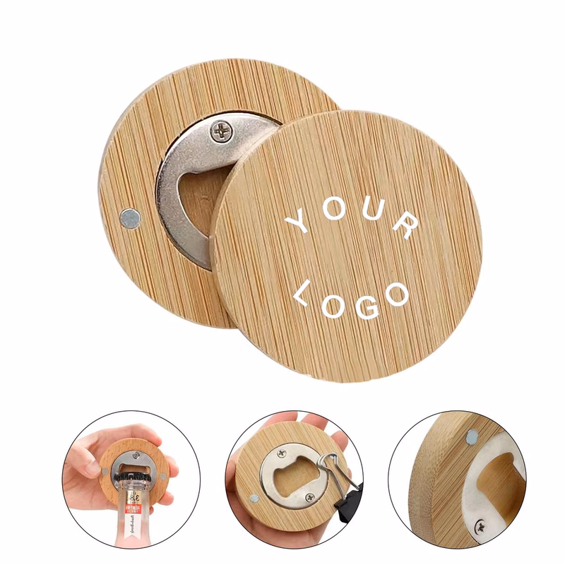Magnetic Bottle Opener Bamboo Material for Fridge