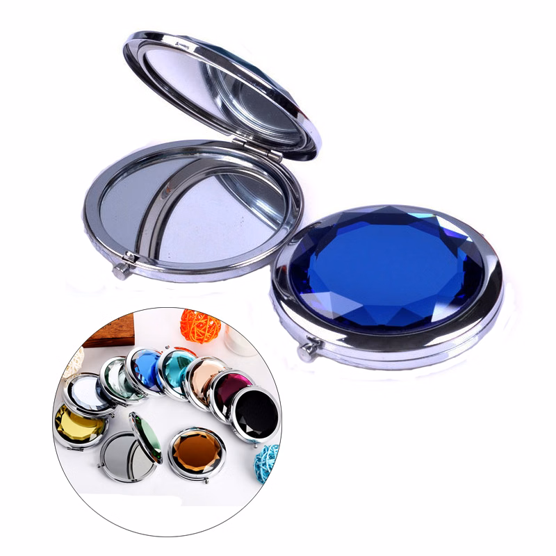 Metallic Crystal Folding Cosmetic Mirror