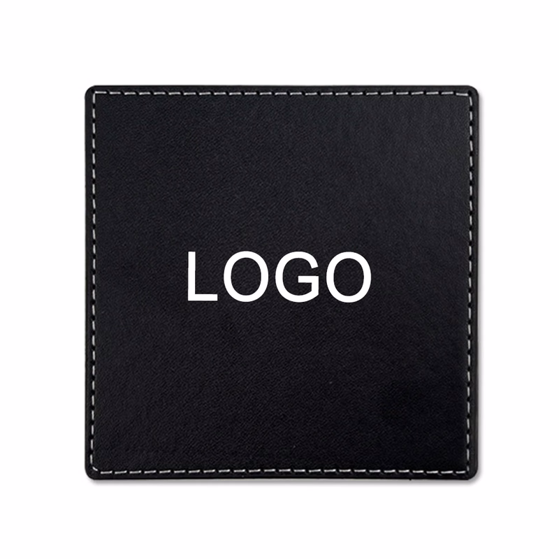 Square PU Leather Cup Coasters With Stitching
