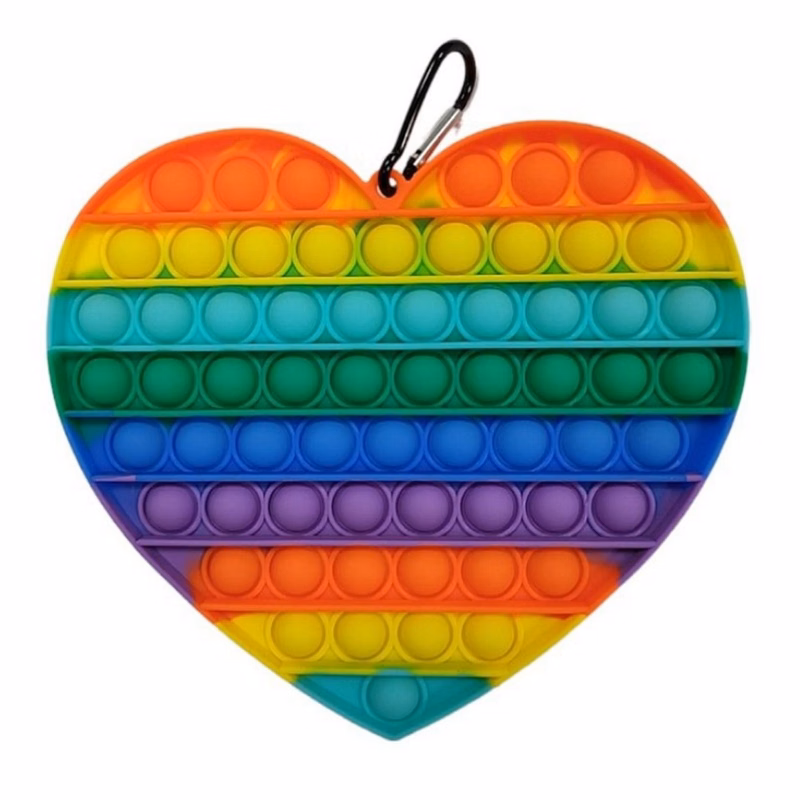 Heart Shape Rainbow Push Pop Bubble Fidget Toy