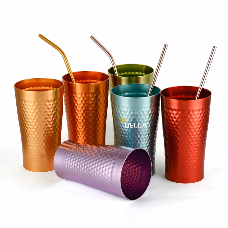 15 Oz Reusable Aluminum Hammered Cup