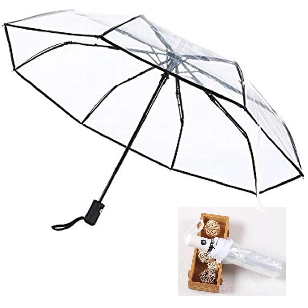 Clear Canopy Automatic Open Foldable Umbrella 1