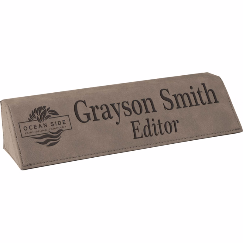 8" Custom Laser Engraved Leatherette Desk Wedge