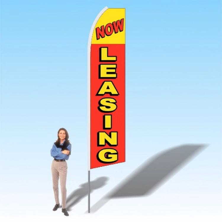 15FT Now Leasing Yellow Red Advertising Banner Flag