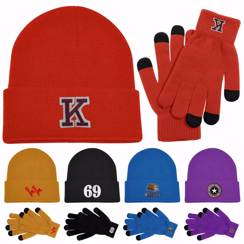 Knit Acrylic Hat And Texting Gloves