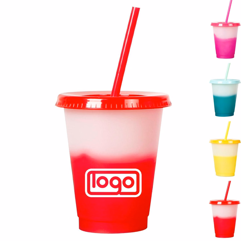 12oz Color Changing Plastic Straw Cup
