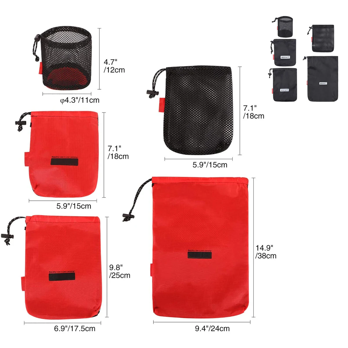 Set of 5 Stuff Sack Bags 1