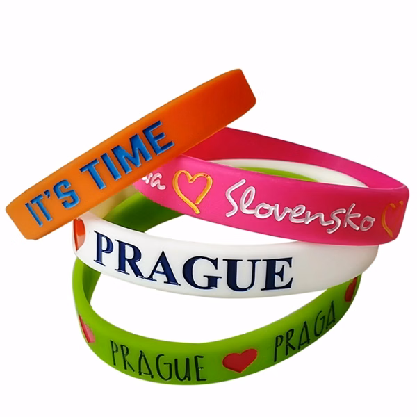 Custom Silicone Wristbands 8 Inch Debossed Color Logo — Event & Campaign Awareness Promo
