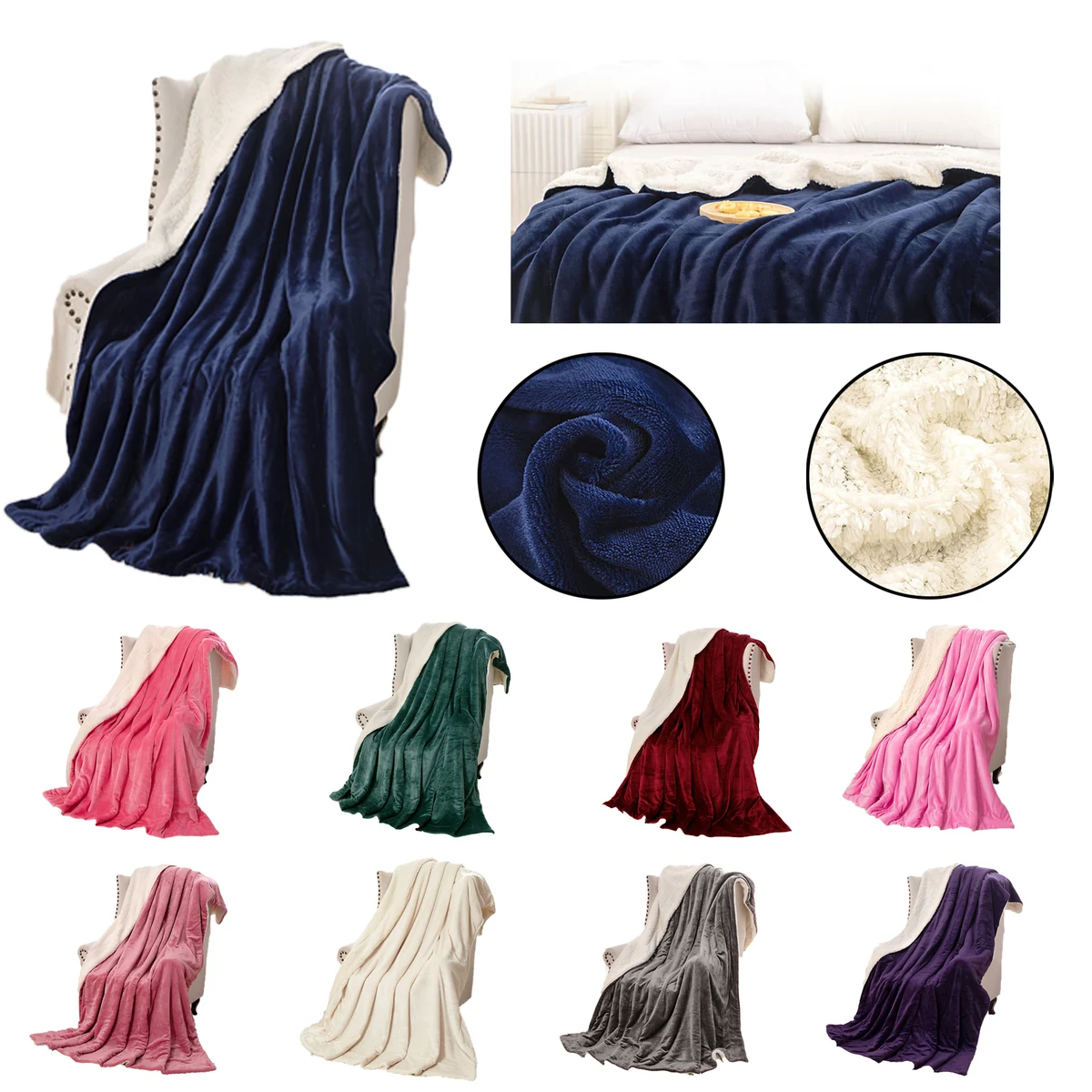 Sherpa Fleece Throw Blanket-60" x 80" 1