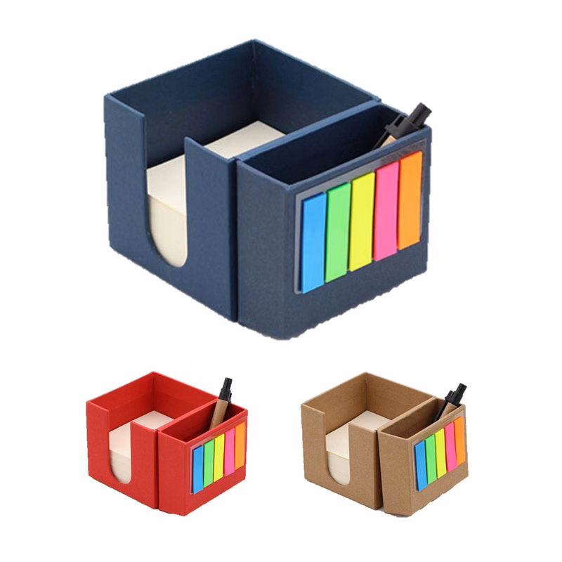 Office Use Sticky Notes Box Memo Pad With Pen Holder