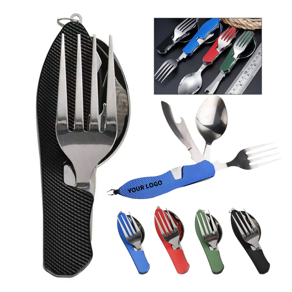 Stainless Steel Folding Outdoor Cutlery With Opener 1