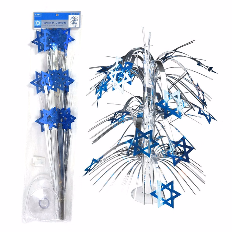 Hanukkah Cascade Centerpieces - Blue & Silver 19"