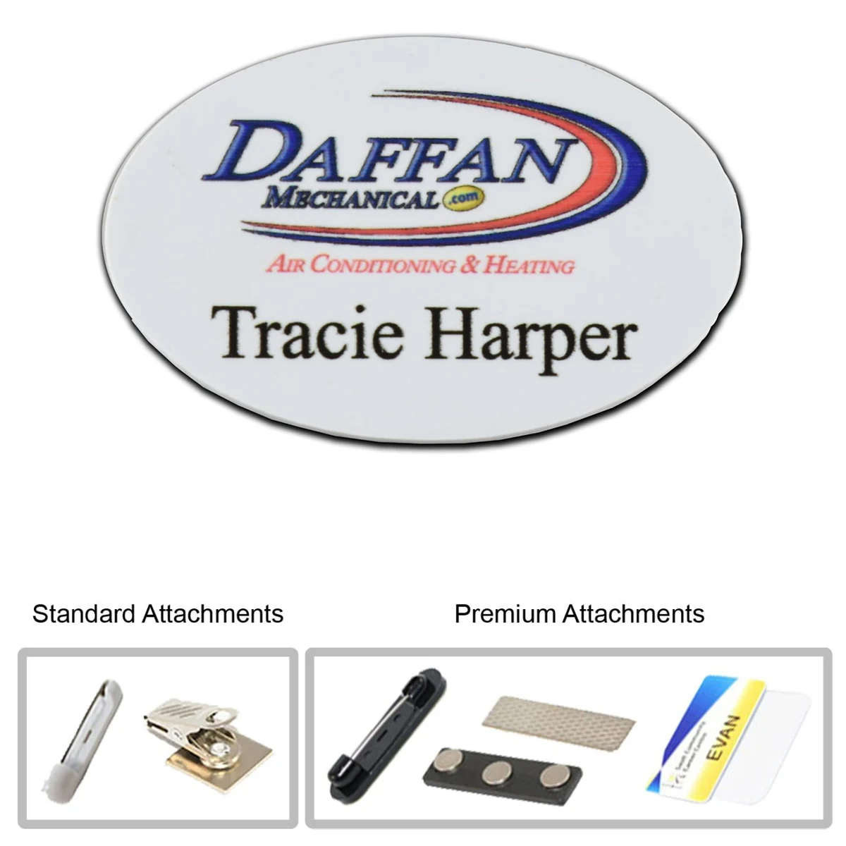 2 INCH X 3 INCH OVAL PLASTIC NAME BADGE 1