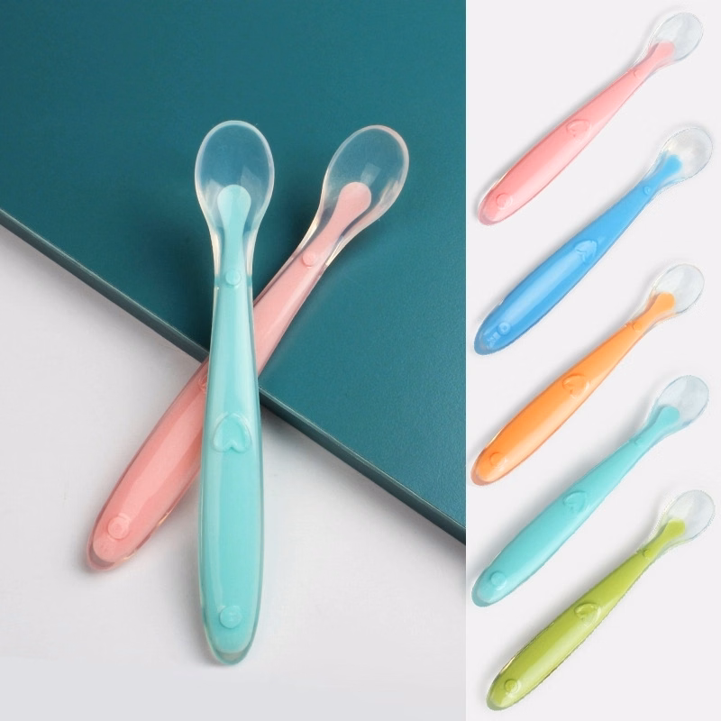 Silicone Baby Soft Spoons Training Feeding