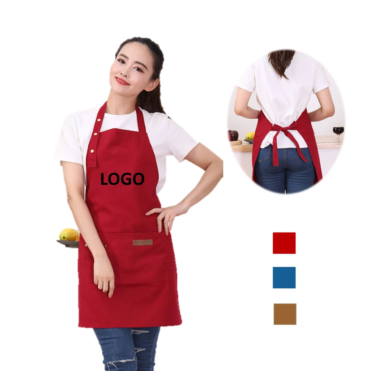Canvas Kitchen Aprons With Pockets 1