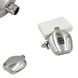 6oz Round Pentagon Stainless Steel Flask With Tightly Sealed Cap, custom water bottle with logo imprint 1
