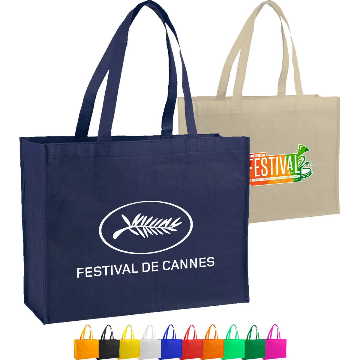 Non-Woven Shopping Tote Bag with Gusset USA Decorated (16" x 12" x 6") 1