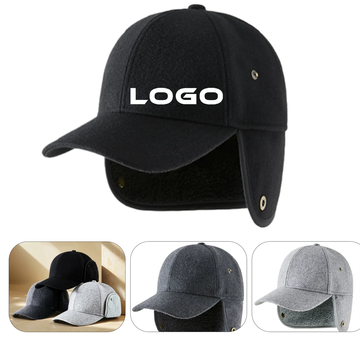 Winter Baseball Cap with Foldable Ear Flaps 1