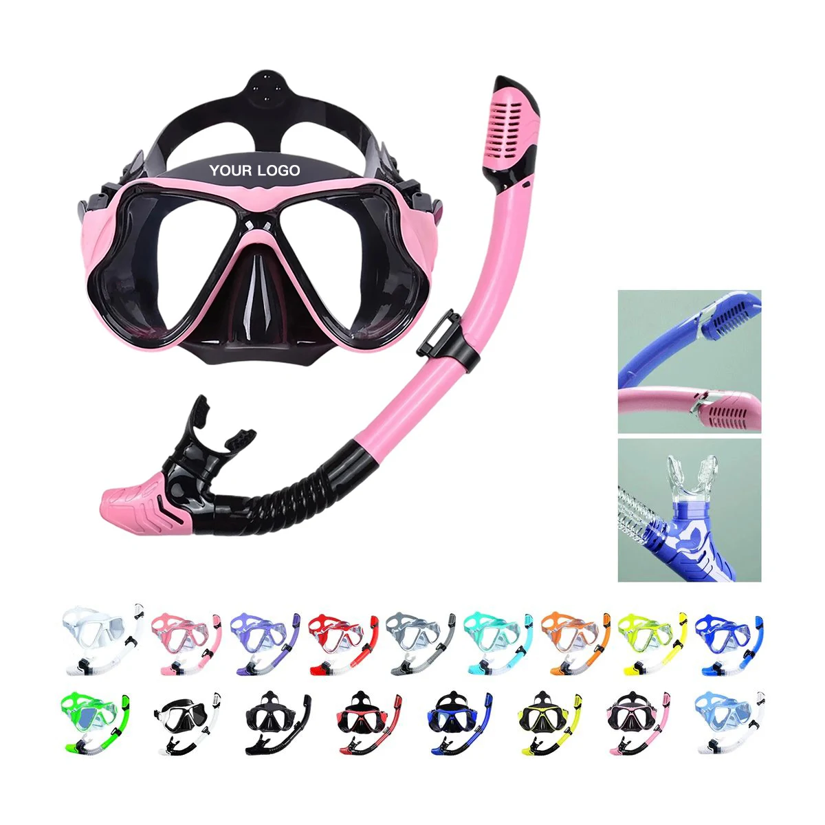 Plastic Snorkel Set with 180 Degree View and Dry Valve 1