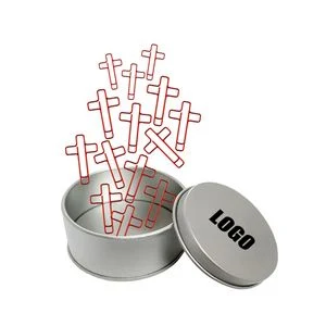 Cross Shaped Paper Clips In Decorative Tin Box 1