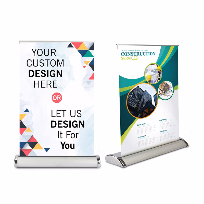 A4 Tabletop Retractable Banner Stand with Vinyl Graphic