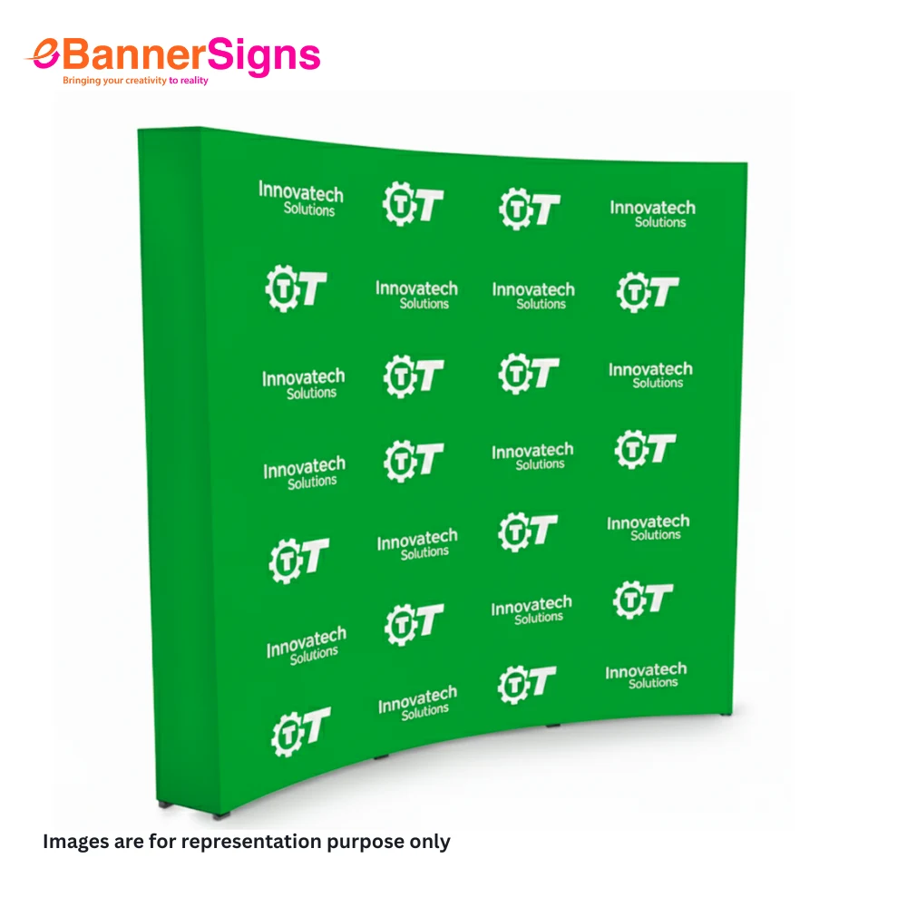 Step & Repeat Fabric Pop Up Curved Display (Graphics + Hardware) 1