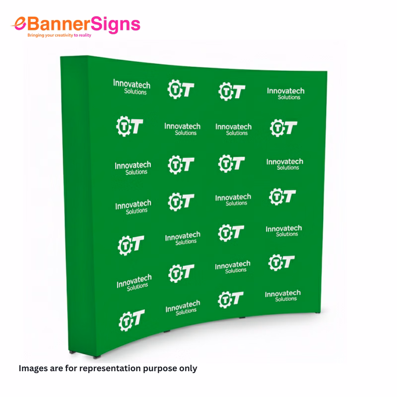Step & Repeat Fabric Pop Up Curved Display (Graphics + Hardware)