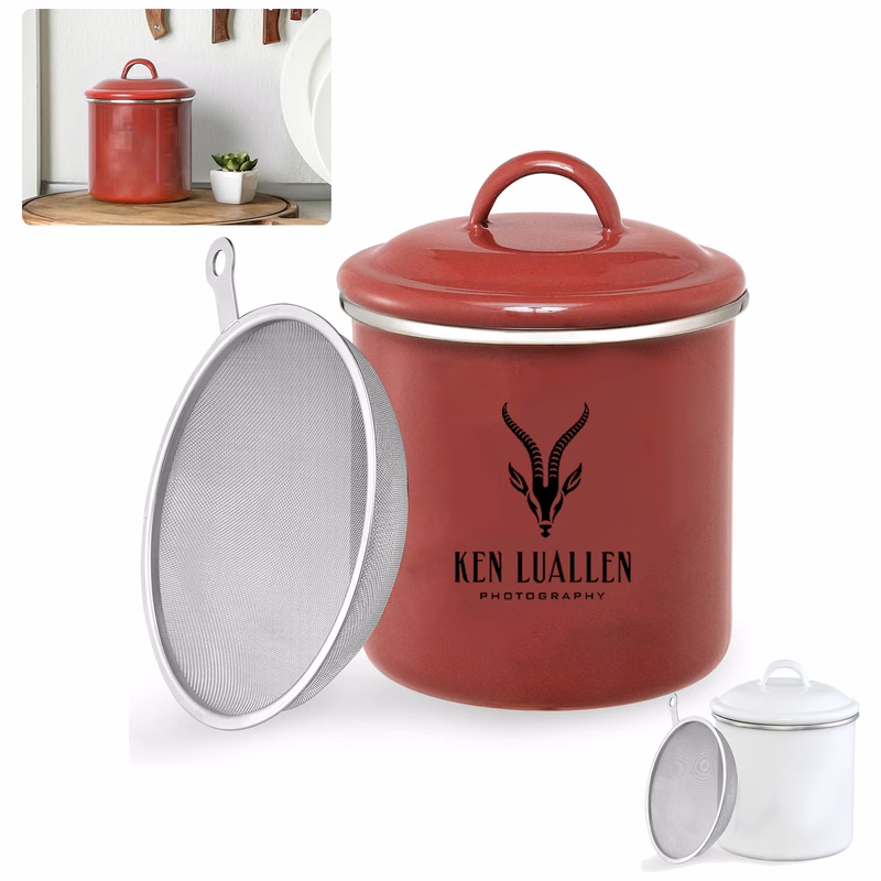 38oz (1.3L) Bacon Grease Saver Container with Fine Strainer