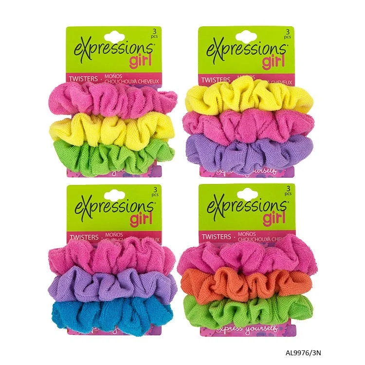 Terry Twister Scrunchies - Assorted Colors 3 Pack 1