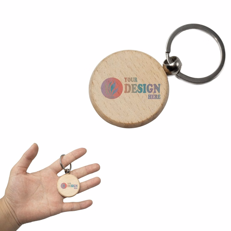 Round Wood Keychain