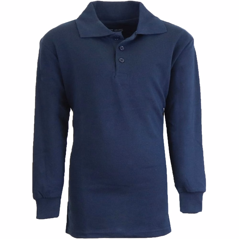 Boys' Uniform Polo Shirts - Sizes 10 Navy Long Sleeve