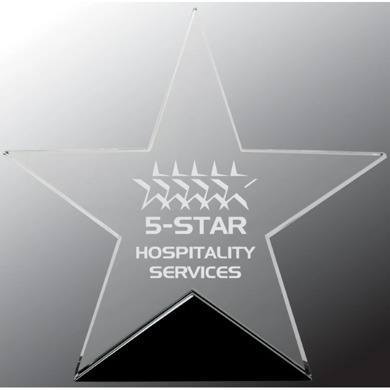 6 3/4" x 6 1/2" Clear Glass Star on Black Base Award 1