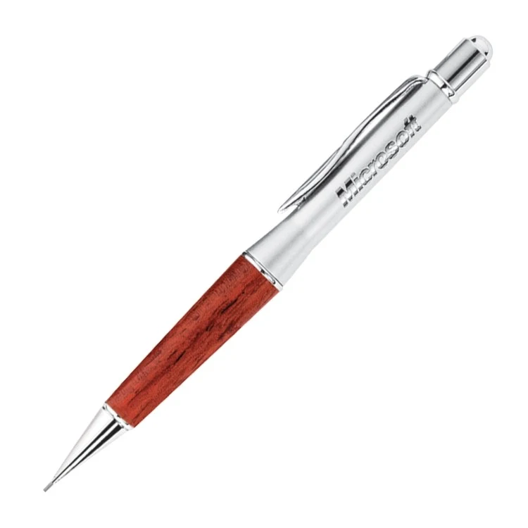 Satinwood Matte Silver Brass Mechanical Pencil w/ Rosewood Grip 1