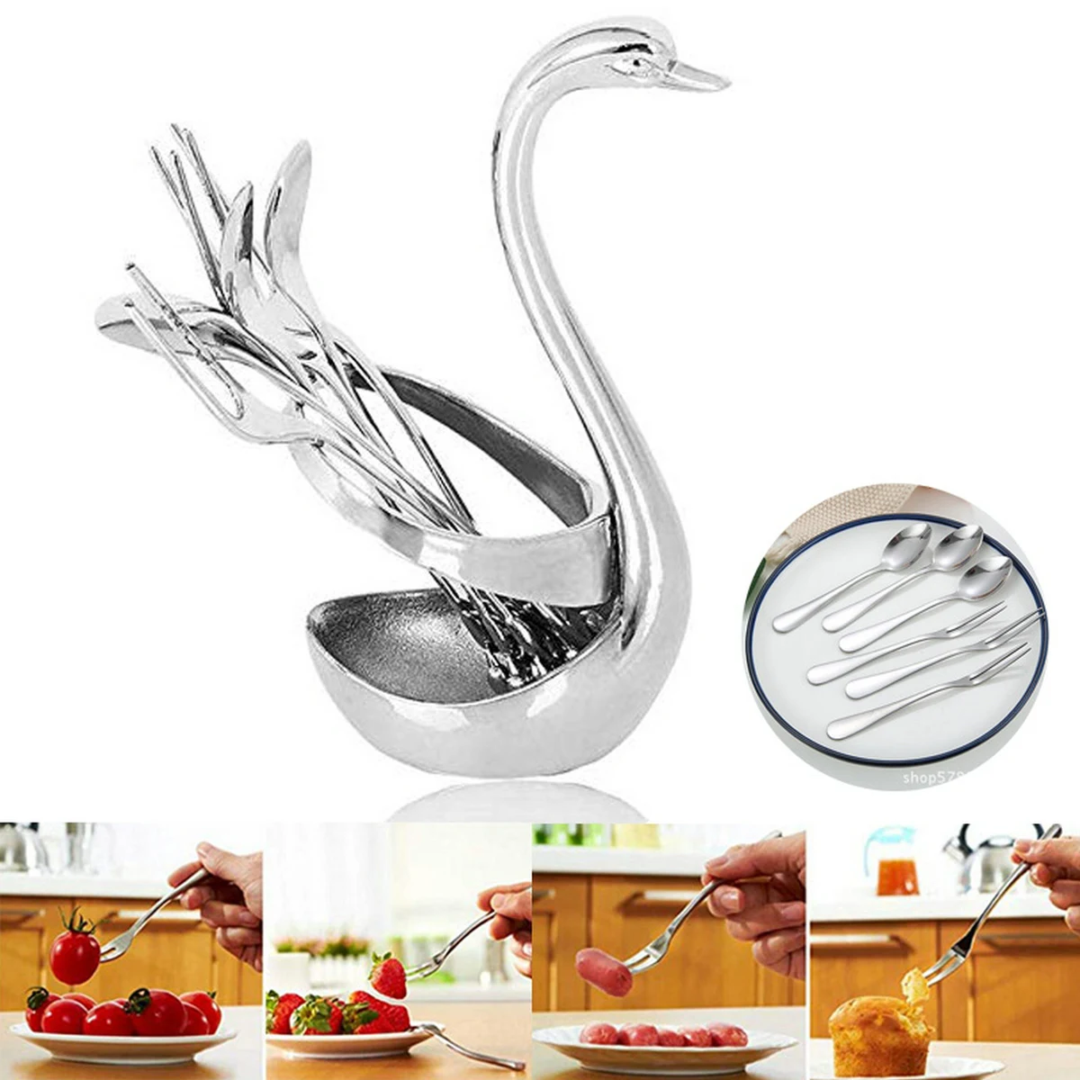 Swan Base Fruit Fork Set 1