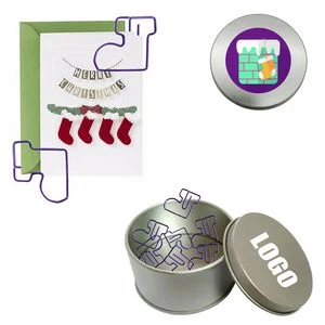Christmas Sock Shaped Paper Clips with Tin Box 1