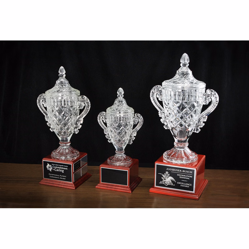 13" Crystal Cup Award w/Perpetual Plates