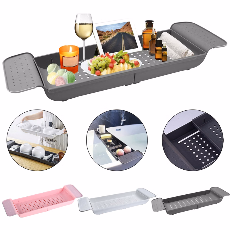 Adjustable Plastic NonSlip Bath Tub Tray
